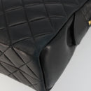 CHANEL Matelasse Shoulder Bag Lamb Skin Black Gold CC Auth 175111A-9