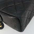 CHANEL Matelasse Shoulder Bag Lamb Skin Black Gold CC Auth 175111A-14