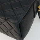 CHANEL Matelasse Shoulder Bag Lamb Skin Black Gold CC Auth 175111A-15