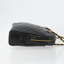 CHANEL Matelasse Shoulder Bag Lamb Skin Black Gold CC Auth 175111A-3