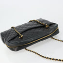 CHANEL Matelasse Shoulder Bag Lamb Skin Black Gold CC Auth 175111A-6