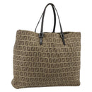 FENDI Zucca Canvas Hand Bag Black Brown Auth 175118-1