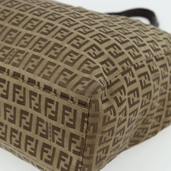 FENDI Zucca Canvas Hand Bag Black Brown Auth 175118