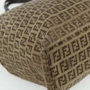 FENDI Zucca Canvas Hand Bag Black Brown Auth 175118-11