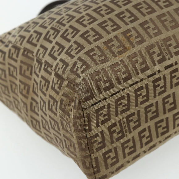 FENDI Zucca Canvas Hand Bag Black Brown Auth 175118