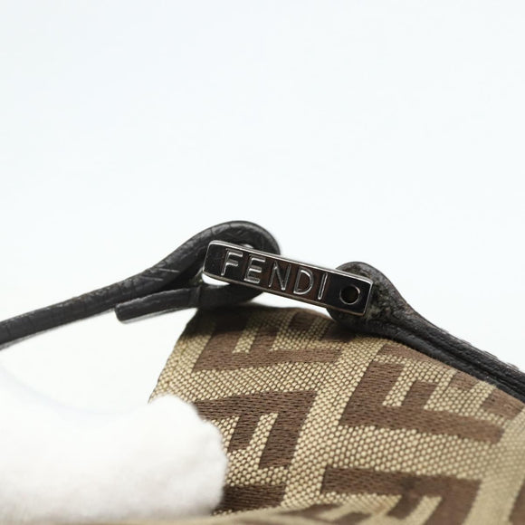 FENDI Zucca Canvas Hand Bag Black Brown Auth 175118