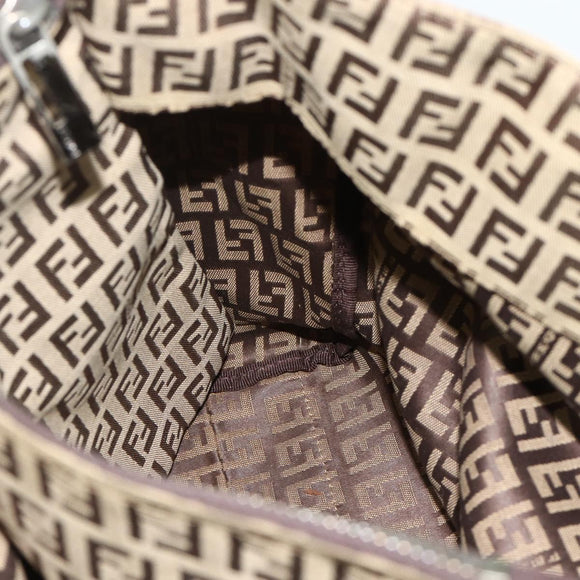 FENDI Zucca Canvas Hand Bag Black Brown Auth 175118