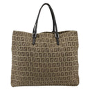 FENDI Zucca Canvas Hand Bag Black Brown Auth 175118-2