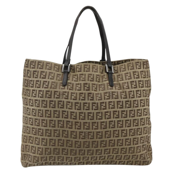 FENDI Zucca Canvas Hand Bag Black Brown Auth 175118