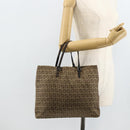 FENDI Zucca Canvas Hand Bag Black Brown Auth 175118-23
