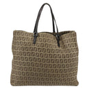 FENDI Zucca Canvas Hand Bag Black Brown Auth 175118-3