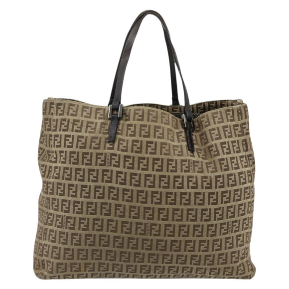 FENDI Zucca Canvas Hand Bag Black Brown Auth 175118