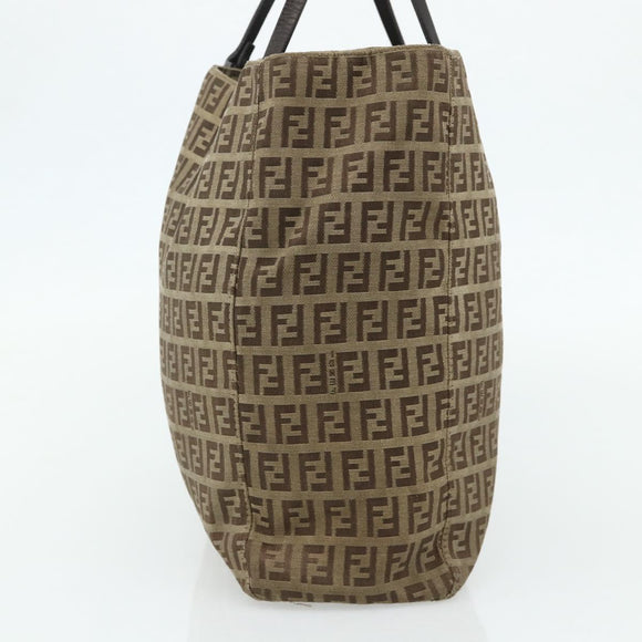 FENDI Zucca Canvas Hand Bag Black Brown Auth 175118