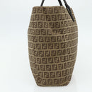 FENDI Zucca Canvas Hand Bag Black Brown Auth 175118-5