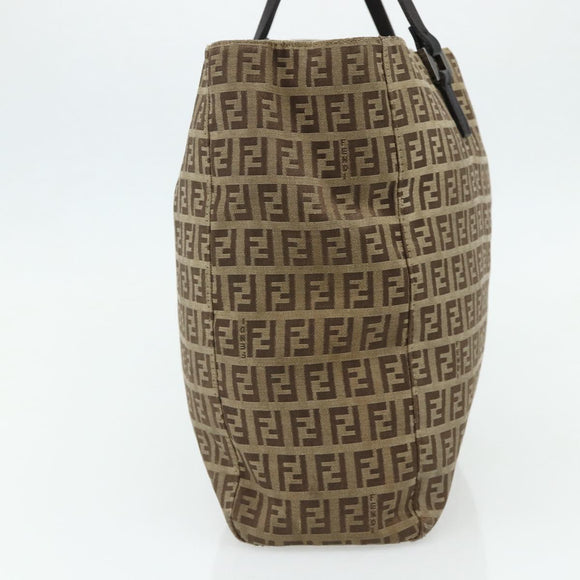 FENDI Zucca Canvas Hand Bag Black Brown Auth 175118