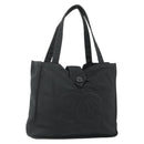 CHANEL Hand Bag Nylon Black Silver CC Auth 175119-1