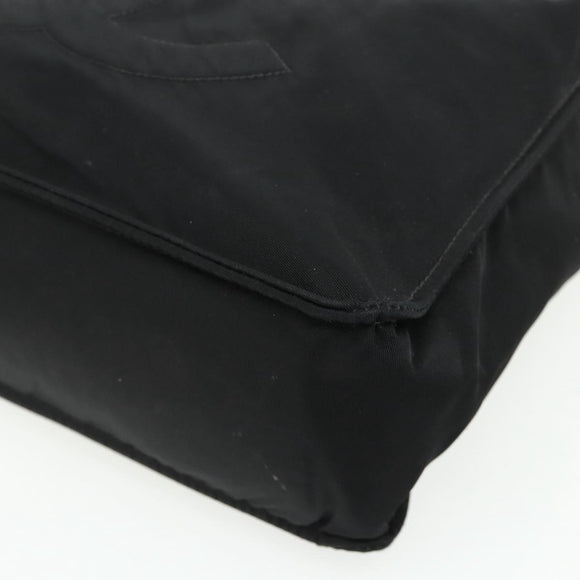 CHANEL Hand Bag Nylon Black Silver CC Auth 175119