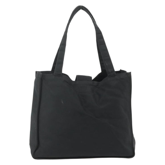 CHANEL Hand Bag Nylon Black Silver CC Auth 175119