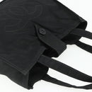 CHANEL Hand Bag Nylon Black Silver CC Auth 175119-6