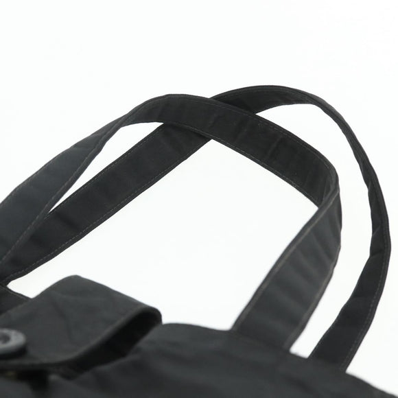 CHANEL Hand Bag Nylon Black Silver CC Auth 175119