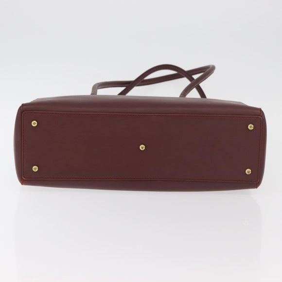 CARTIER Must Line Tote Bag Leather Bordeaux Gold Auth 175120A