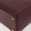 CARTIER Must Line Tote Bag Leather Bordeaux Gold Auth 175120A-12