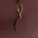 CARTIER Must Line Tote Bag Leather Bordeaux Gold Auth 175120A-15