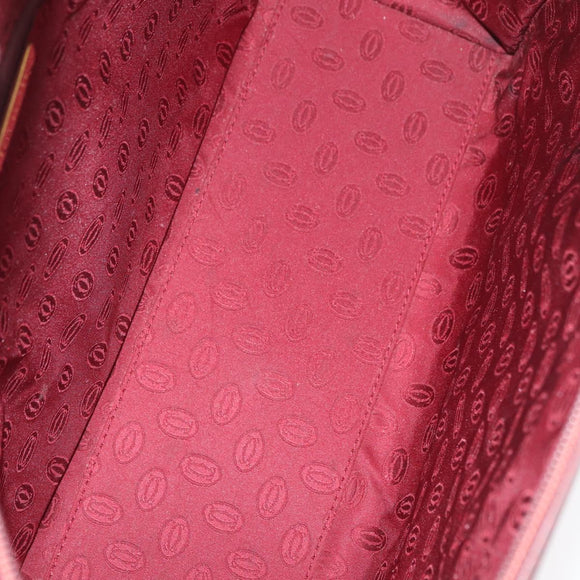 CARTIER Must Line Tote Bag Leather Bordeaux Gold Auth 175120A