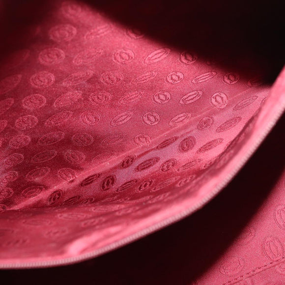 CARTIER Must Line Tote Bag Leather Bordeaux Gold Auth 175120A