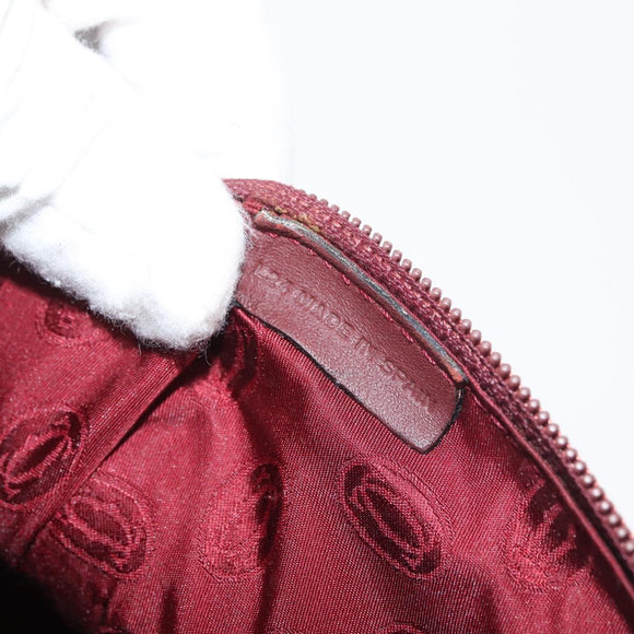 CARTIER Must Line Tote Bag Leather Bordeaux Gold Auth 175120A