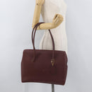CARTIER Must Line Tote Bag Leather Bordeaux Gold Auth 175120A-24