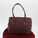 CARTIER Must Line Tote Bag Leather Bordeaux Gold Auth 175120A-25