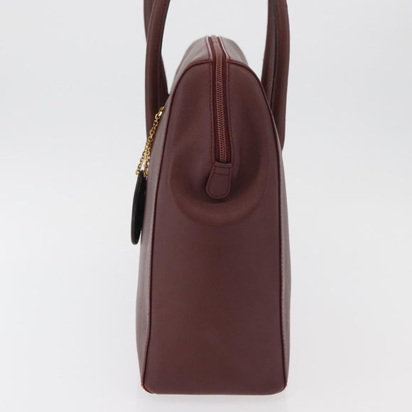 CARTIER Must Line Tote Bag Leather Bordeaux Gold Auth 175120A