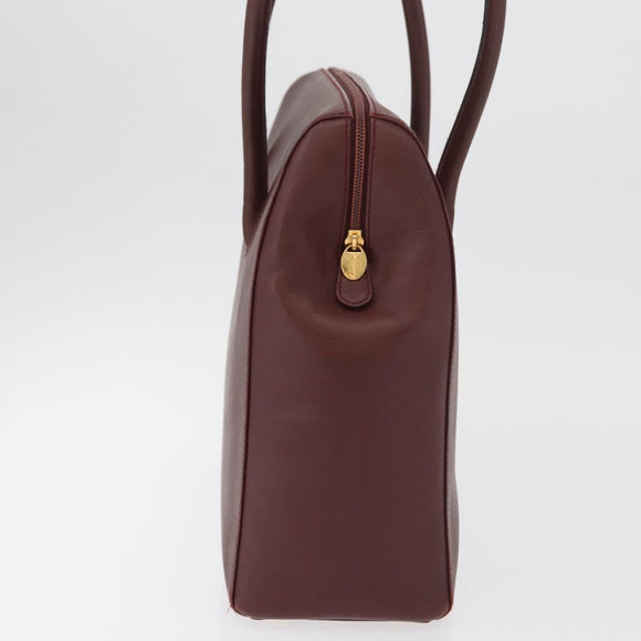 CARTIER Must Line Tote Bag Leather Bordeaux Gold Auth 175120A
