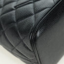 CHANEL Matelasse Reprint Tote Bag Caviar Skin Black Silver CC Auth 175126SAV-15