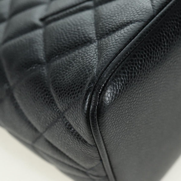 CHANEL Matelasse Reprint Tote Bag Caviar Skin Black Silver CC Auth 175126SAV