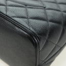 CHANEL Matelasse Reprint Tote Bag Caviar Skin Black Silver CC Auth 175126SAV-16