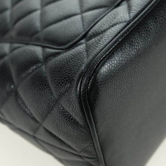 CHANEL Matelasse Reprint Tote Bag Caviar Skin Black Silver CC Auth 175126SAV