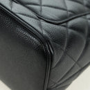 CHANEL Matelasse Reprint Tote Bag Caviar Skin Black Silver CC Auth 175126SAV-18