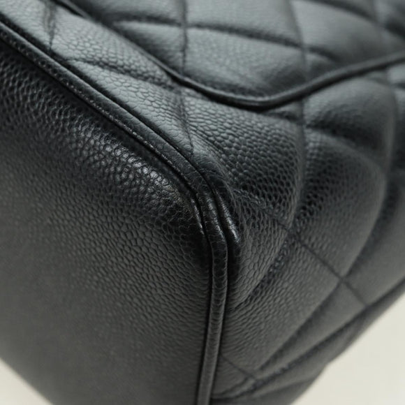 CHANEL Matelasse Reprint Tote Bag Caviar Skin Black Silver CC Auth 175126SAV