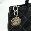 CHANEL Matelasse Reprint Tote Bag Caviar Skin Black Silver CC Auth 175126SAV-19
