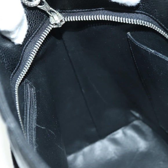 CHANEL Matelasse Reprint Tote Bag Caviar Skin Black Silver CC Auth 175126SAV