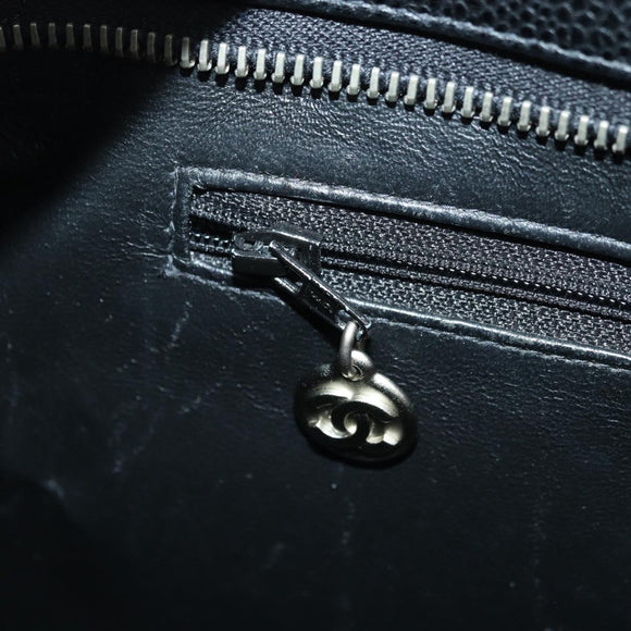 CHANEL Matelasse Reprint Tote Bag Caviar Skin Black Silver CC Auth 175126SAV
