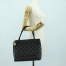 CHANEL Matelasse Reprint Tote Bag Caviar Skin Black Silver CC Auth 175126SAV-26