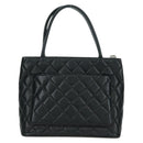 CHANEL Matelasse Reprint Tote Bag Caviar Skin Black Silver CC Auth 175126SAV-2