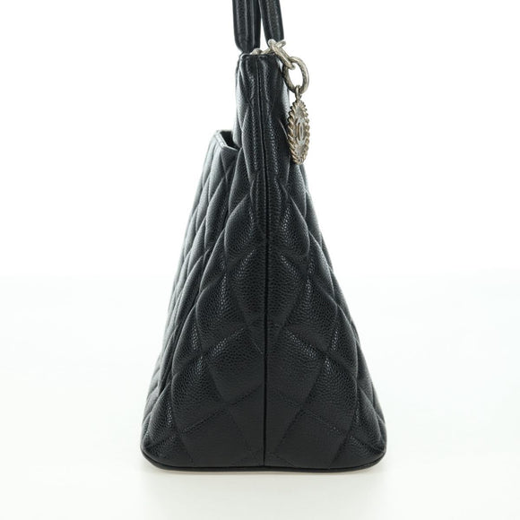 CHANEL Matelasse Reprint Tote Bag Caviar Skin Black Silver CC Auth 175126SAV