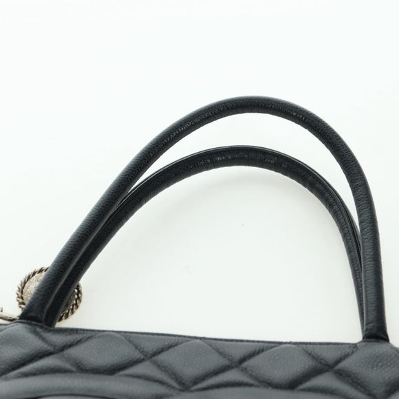 CHANEL Matelasse Reprint Tote Bag Caviar Skin Black Silver CC Auth 175126SAV