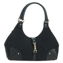 GUCCI GG Canvas Jackie Shoulder Bag Black Gold 124407 Auth 175128V-1