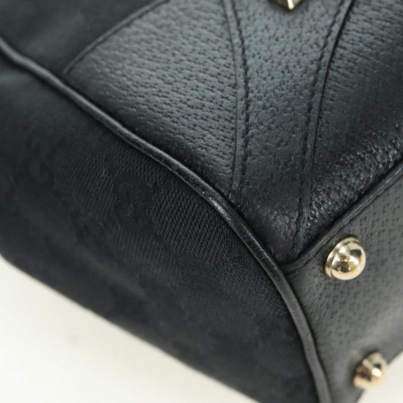 GUCCI GG Canvas Jackie Shoulder Bag Black Gold 124407 Auth 175128V