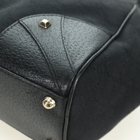 GUCCI GG Canvas Jackie Shoulder Bag Black Gold 124407 Auth 175128V